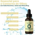 Serum Olhos + Ácido Hialurônico + Ativos com Efeito Lifting - 99% Ingredientes Naturais - Reduze rugas + atenua olheiras + Melhora a elasticidade – Textura ideal pre-maquiagem -15 ml