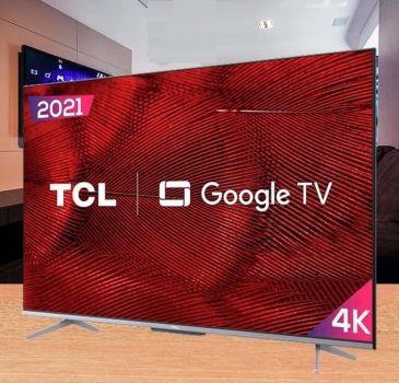 Smart TV LED 55" 4K TCL Google TV 55P725 UHD, HDR10, Dolby Vision Atmos, Bluetooth, Comando de voz à distância, Google Assistant e Borda Ultrafina