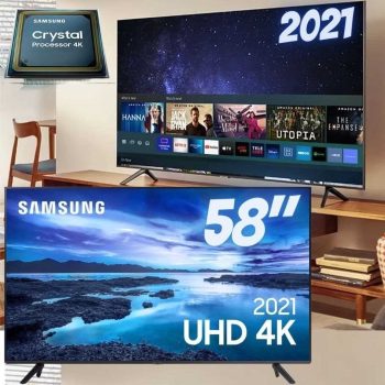 Smart TV Samsung UHD Processador Crystal 4K 58AU7700 Tela sem limites Visual Livre de Cabos 58"