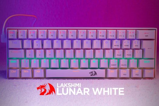 Teclado Mecânico Gamer Compacto Redragon Lakshmi Lunar White Iluminação Rainbow Switch Azul ABNT2 K606W-R (PT-BLUE), Branco