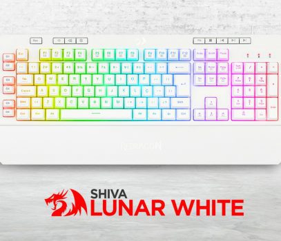 Teclado Membrana Gamer Redragon Shiva Lunar White RGB K512W-RGB ABNT2