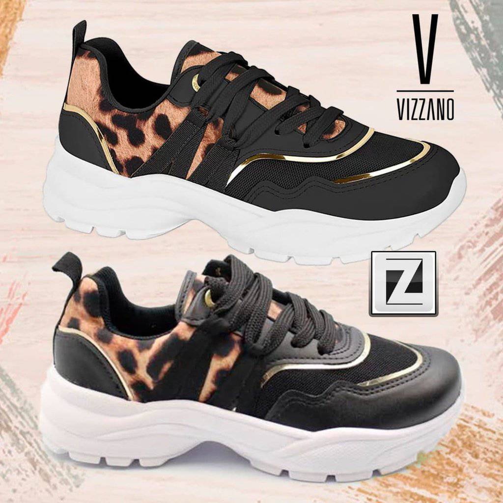 Tênis feminino chunky sneaker animal sales print vizzano