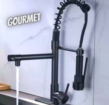 Torneira para Cozinha Gourmet de Mesa Dupla Saída - Monocomando Preta Nell YL-03