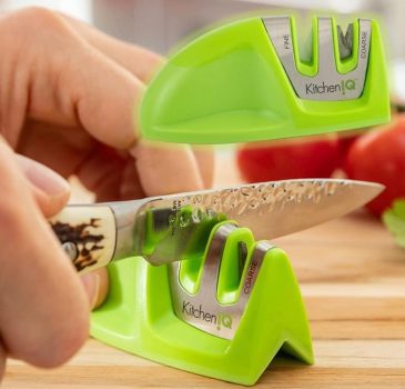 Afiador de Cozinha KitchenIQ Edge Grip, Verde, com 2 Fases