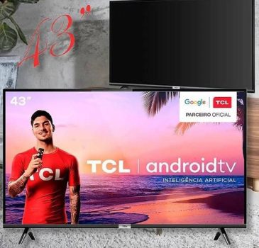 Android TV LED 43” TCL S615 Full HD HDR com Wifi e Bluetooth integrados, 3 HDMI, 2 USB, Controle Remoto com Comando por controle de Voz, Google Assistant e praticamente sem borda