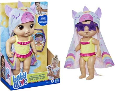 Baby Alive Bebe Dia de Sol Morena - Boneca de 25 cm, para Brincar na Água - F2569 - Hasbro