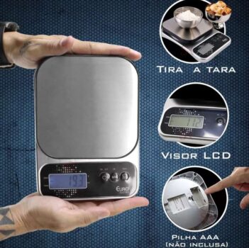 Balança digital Pró para Cozinha pró 5 kg, Prata, BAL7825, Euro Home