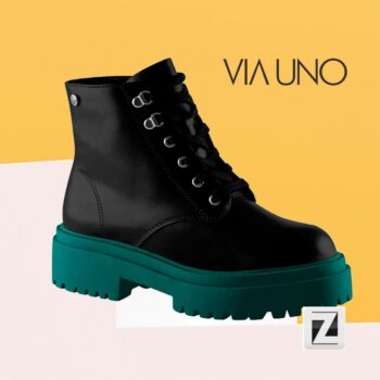 Bota Coturno Via Uno Bicolor Feminina