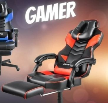 Cadeira Gamer Reclinável e Giratória com Apoio Retrátil para Pés Vermelha GT13 - DPX