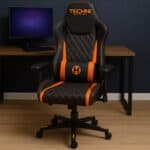 Cadeira Gamer Techni Sport Reclinável Giratória - Preta e Laranja TS84