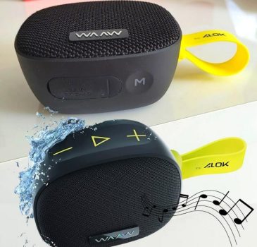 Caixa de Som WAAW by ALOK ME 100SB Speaker Bluetooth e Cartão de Memória, 12 Horas de Reprodução, Resistente à Água IPX6 e Hands Free, Preto e Verde, Pequeno WAAW0002