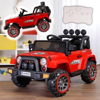 Carro Elétrico Infantil Jipe Vermelho 12V com 2 Lugares e Controle Remoto - brink+