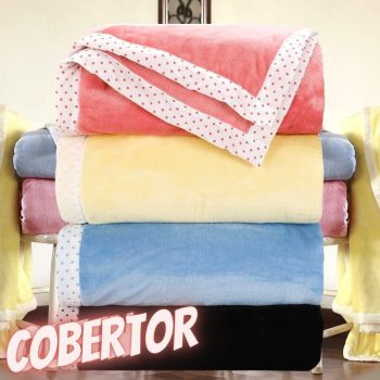 Cobertor  Flannel Colors com Borda Poá em Percal - Casa e Conforto ( 4 tamanhos )