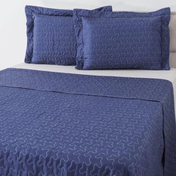 Colcha Cobre leito Solteiro Marinho com Porta Travesseiro - Home Basics