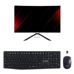 Combo Office - Monitor Gamer Shin Kai 24 Pol Curvo 165Hz e Teclado e Mouse Sem Fio Côncavo 1600dpi Preto - MN1030K