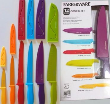 Conjunto de facas de talheres de resina antiaderente Farberware, 12 peças, multicolorido