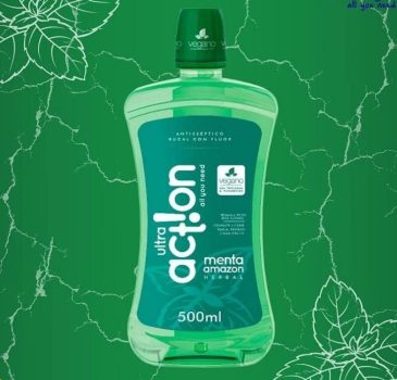 Enxaguante Bucal Menta Amazon, sem Triclosan, sem Parabeno, Previne Contra a Cárie, Hálito Saudavél, Produto Vegano, Ultra Action, Verde, 500Ml