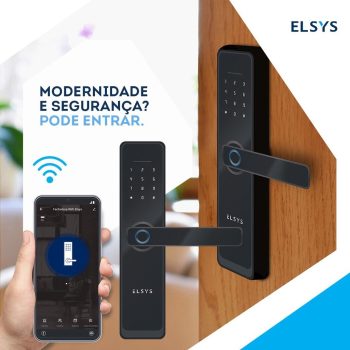 Fechadura Digital Elsys ESF-DE4000B com Senha - Interna de Embutir Wi-Fi Preto
