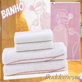 Jogo de Toalha Banho Fio Tinto Templo 5 Peças - Casa e Conforto By Buddemeyer - Coleção Bem Me Quero