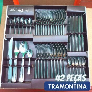 Jogo Talheres Faqueiro Módena 42 Pcs Inox Garfo Faca Colher