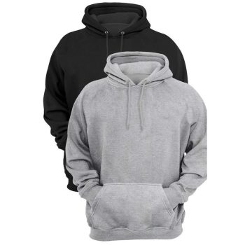 Kit 2 Moletons Masculino Bolso Canguru Casual Capuz Conforto - Cinza+Preto
