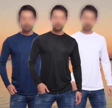 Kit 3 Camiseta DF Masculina Manga Longa Proteção Solar UV +50 Segunda Pele