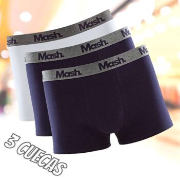 Kit 3 Cuecas Boxer Algodão, Mash, Masculino
