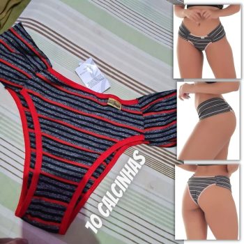 Kit com 10 Calcinhas Tangas Pala Microlistras Click Mais Bonita