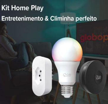 Kit Home Play Casa Conectada - Globoplay | I2GO - 1 Lâmpada Inteligente + 1 Tomada Inteligente + 1 Controle Inteligente