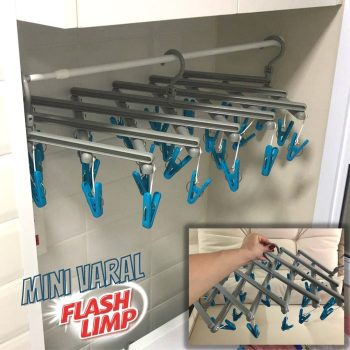 Mini Varal Extensível com 29 Prendedores, Multicor, Flash Limp