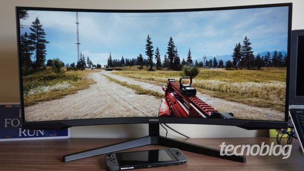 Monitor Gamer Curvo Samsung Odyssey 34", WQHD, 165Hz, 1ms, tela ultrawide, HDMI, Display Port, Freesync Premium, preto, série G5