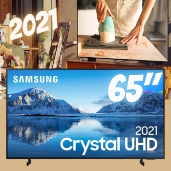 Smart TV 65" Crystal UHD Samsung 4k 65AU8000 Painel Dynamic Crystal Color Design Slim Tela Sem Limites