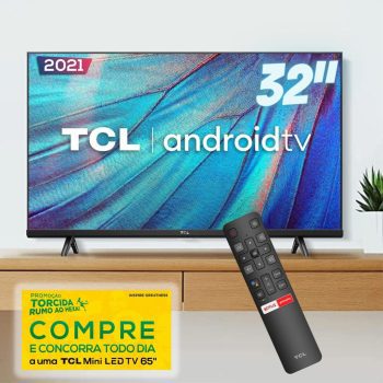 Smart TV Android Led 32" Tcl S615 Hd Hdr Controle Remoto com Comando de Voz Google Assistant