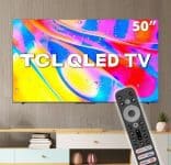 Smart TV QLED 50 4K TCL Google TV 50C725 UHD, Dolby Vision Atmos, HDR10+, Dual Band, Comando de voz à distância, Google Assistant e Design Sem Bordas