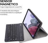 WB Capa com Teclado Para Tablet Samsung Galaxy Tab A7 Lite 8.7" Polegadas Couro Preto com duração de até 35 horas de bateria