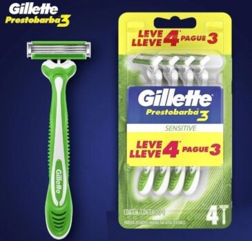 Aparelho de Barbear Descartável Gillette Prestobarba3 Sensitive Leve 4 Pague 3