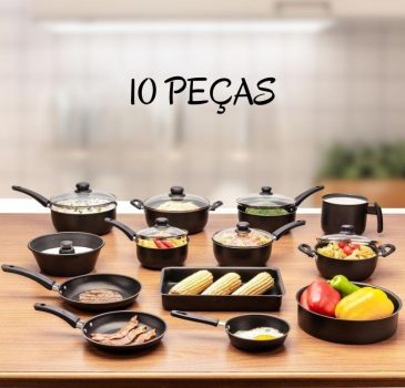 Conjunto De Panelas 13 Peças Antiaderente - Cor Preto