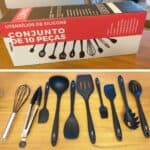 Conjunto Kit Utensílios De Cozinha Silicone Inox - Jogo de Utensilio 10 peças LUMAI (Preto)