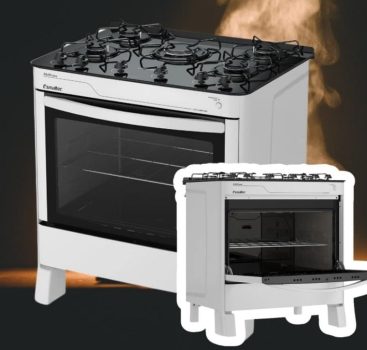 Fogão de Piso Agata Glass 5 Bocas Esmaltec 5090 Branco - Bivolt