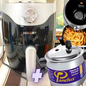 Fritadeira Elétrica Air Fryer Mallory - 3L + Panela de Pressão Panelux - 4,5 L