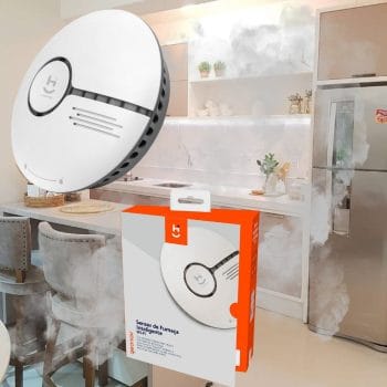 HI Sensor Inteligente de Fumaça, Wi-Fi, Aplicativo, com detector e alarme de incêndio, Geonav, HISSSK, Branco
