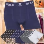 Kit 12 Cueca Boxer sem Costura Polo Wear Masculino Confortavél