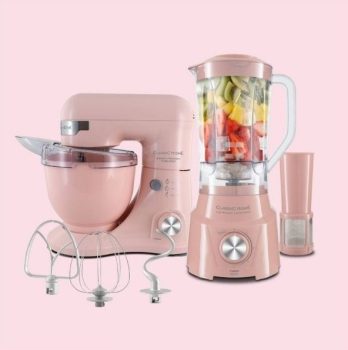 Kit 2 Em 1 Liquidificador 900w + Batedeira 4l Planetária Vanilla Retrô Rosa Classic Home - 127v