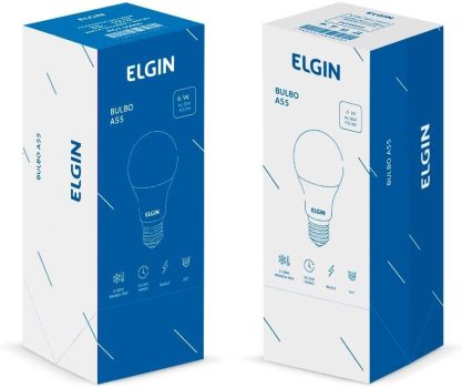 Kit com 10 Lampadas Bulbo Led A55 6W Bivolt 6500K - Elgin