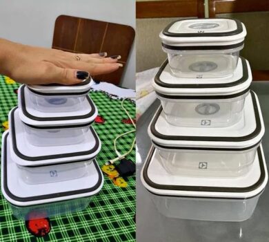 Kit com 4 unidades de potes hermético plástico