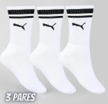 Kit de Meias Cano Alto Puma Esportiva com 3 Pares - 39 a 43 - Adulto