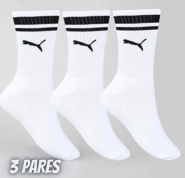 Kit de Meias Cano Alto Puma Esportiva com 3 Pares - 39 a 43 - Adulto