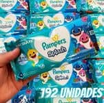 Lenços Umedecidos Pampers Splashers Baby Shark 192 Unidades