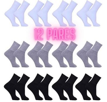 Meia Masculina Kit 12 Pares Cano Alto Longo Sport Algodão