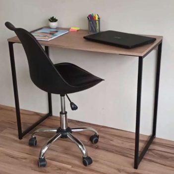 Mesa de Escritório Home Office Bancada Estudos Design Industrial 90cm de Largura Mesinha De Estudo E Apoio De Notebook Aço e Mdf Escrivaninha SD-3015 Preta Pequena